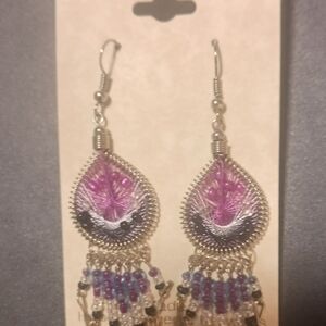 Elegant Purple and Silver Dangle Earrings